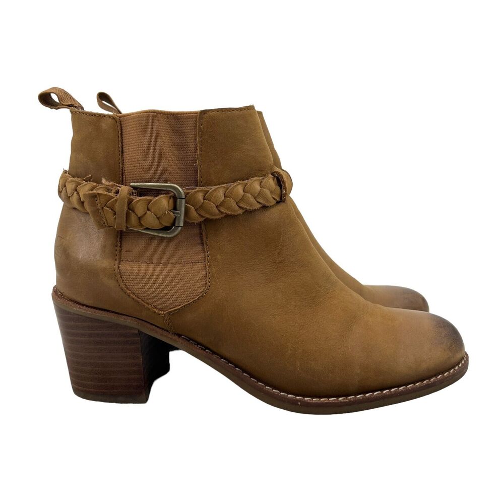 Sperry Womens 7.5 Brown Booties Top Sider Cognac Liberty Leather Shackle Buckle